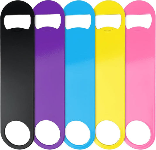 5 Pack Stainless Steel Colorful Beer Bottle Opener Set, 7 Inch, Large Colorful Design