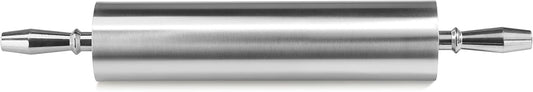 13 Inch Aluminum Rolling Pin, Extra Heavy Duty Restaurant Grade Dough Roller with Rotating Barrel and Handles, Silver