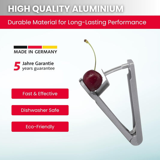 Cherry Pitter Tool “Kernex” - Heavy-Duty Cast Aluminum Pit Remover & Olive Pitter, German Ergonomic Seed Remover