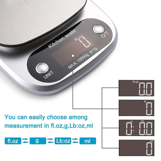 Digital Kitchen Scale for Cooking & Baking, Compact Food Scale with Digital Display, Unit Conversion, Tare Function, Lightweight Design for Home Cooks, Diet Trackers, Meal Prep