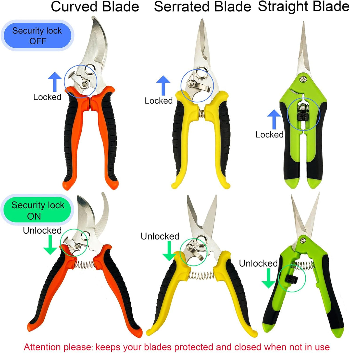 Pruning Shears, 5 Pack Garden Shears with Gardening gloves, Clippers Handheld, Stainless Steel Garden Snips, Pruners for Gardening