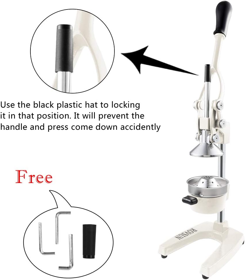 Professional Citrus Juicer Lemon Squeezer, Cast Iron Juicer, Commercial Manual Fruit Press Juicer for Lemon Pomegranate Orange Juice, Heavy Duty Hand Press and Lime Squeezer Stand (Black)