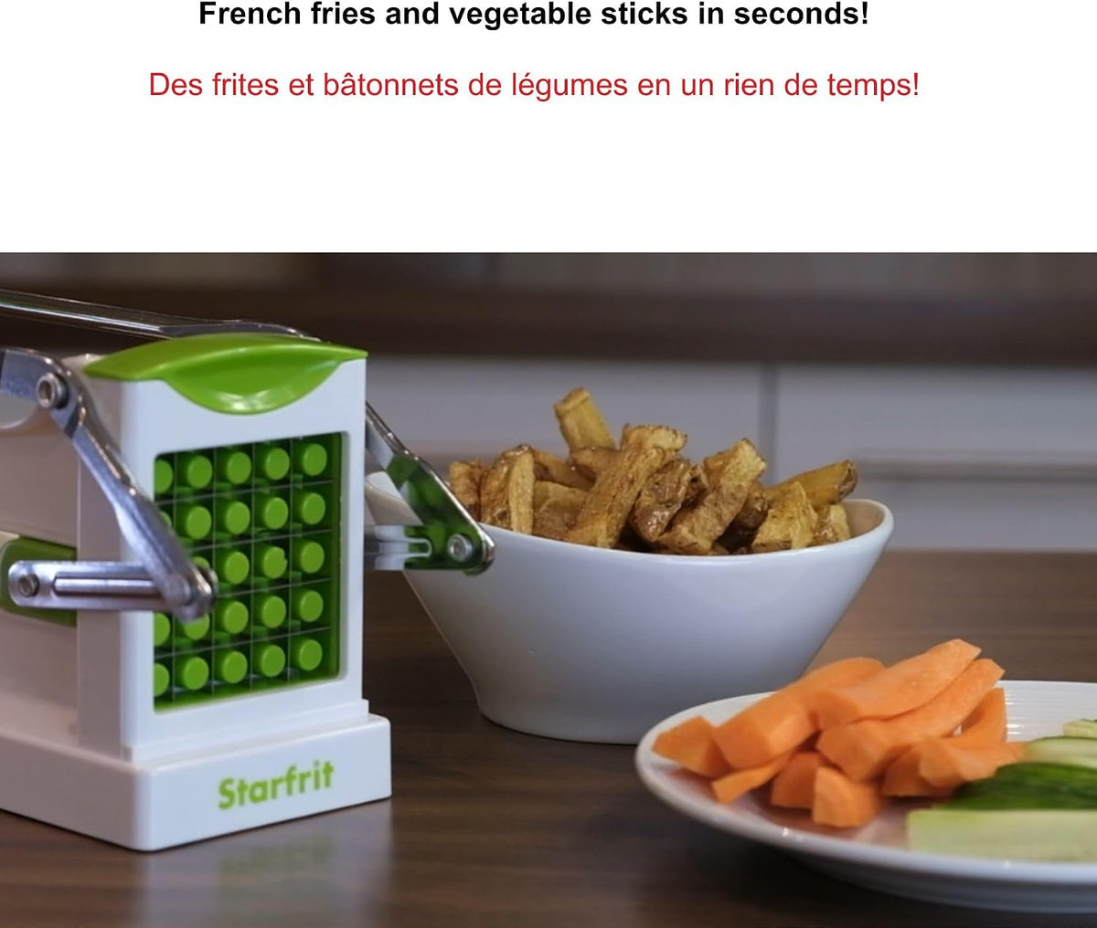 Fry Cutter - Perfect Homemade French Fries, Stainless Steel Blades, Suction Base for Stability, Easy to Clean