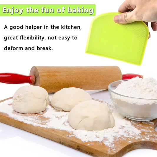 2 Pack Plastic Dough Bowl Scraper Food Grade Flexible Bench Cutter | Multipurpose Scraper, Bowl Scrapers, Cream Scraper , Baking Tools, For Bread, For Cakes, For Fondant