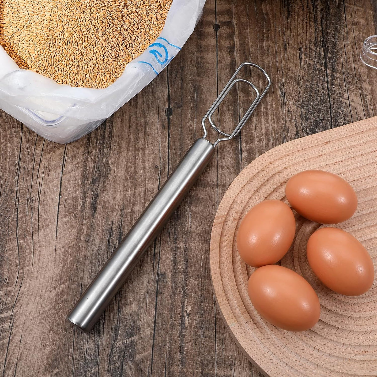 Sour Dough Whisk,Danish Dough Whisk Stainless Steel,Danish Doughs Whisks,for Sourdough, Pizza & Cake Batter, Reaches Bottom of Deep Bowls & Jars