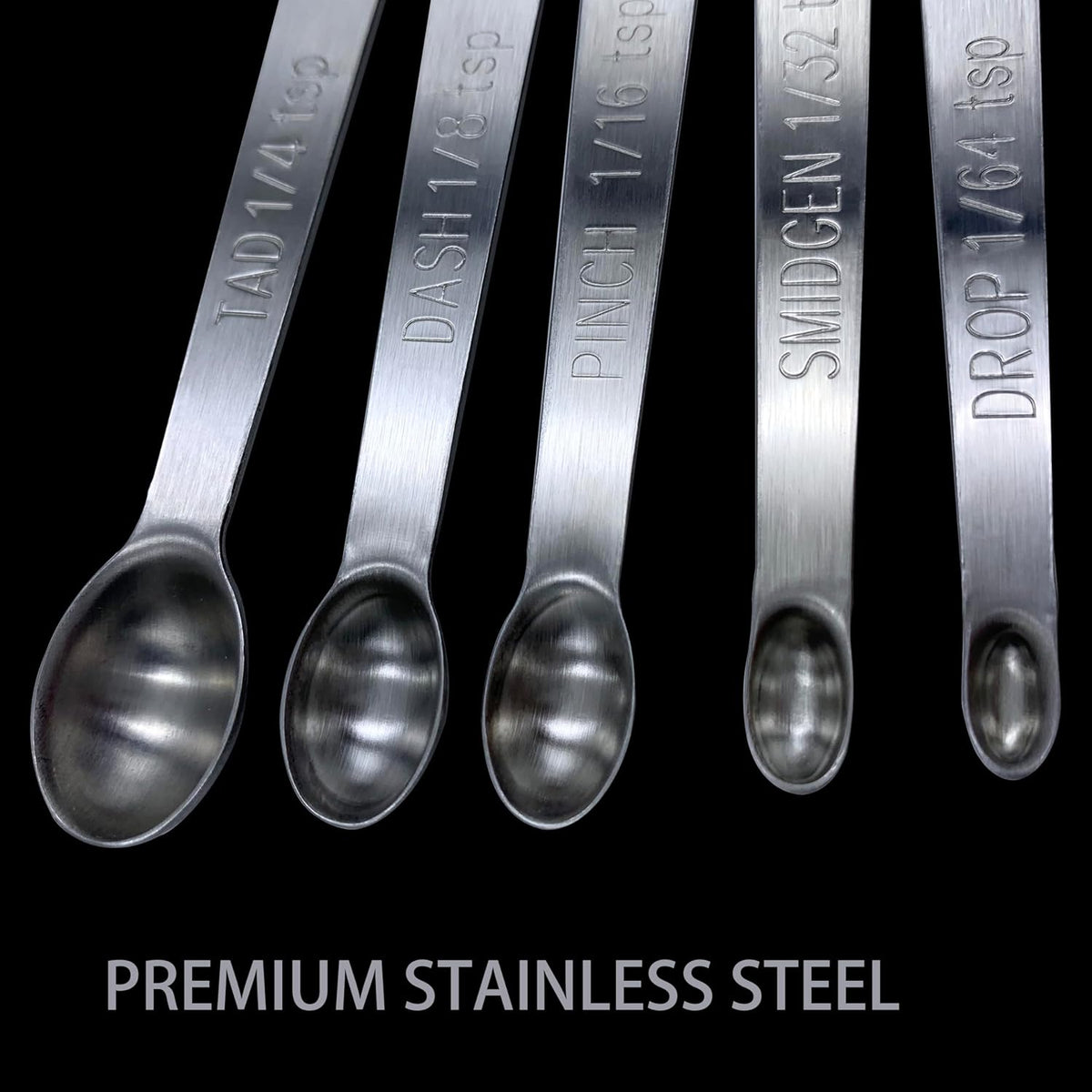 Measuring Spoons Set, Small Measuring Spoon 1/64, 1/32, 1/16, 1/8, 1/4 tsp, Mini Measuring Spoons, Stainless Steel Measuring Spoons, Set of 5