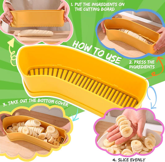 Extra Large Fruit Slicer Banana Cutter, Strawberry Slicer, Cucumber, Speed for Egg Cheese Butter Cutter Hot Dog Grape, Strawberry Cutter kitchen(Yellow)