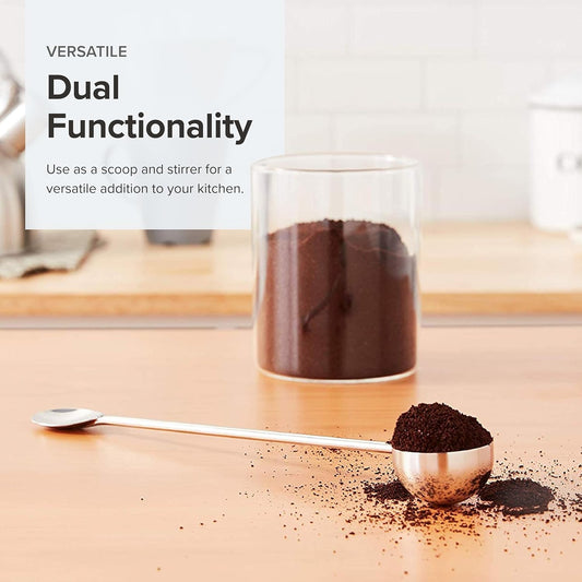 Coffee Spoon & Stirrer - 2-Tablespoon, Silver, 11-Inch Handle - Stainless Steel Measuring Scoop & French Press Stirring Spoon, Dishwasher Safe