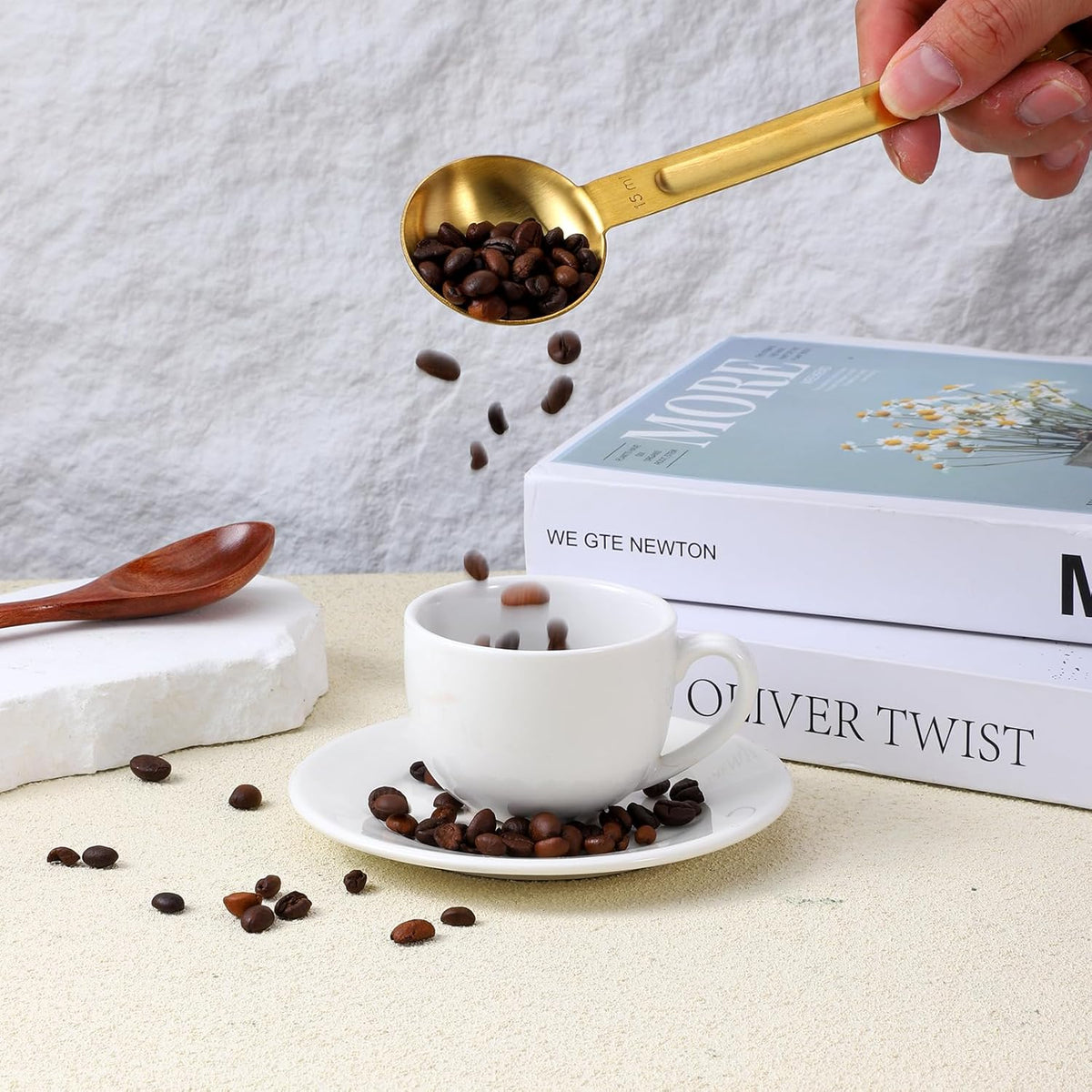 Double Sided Measuring Spoon Stainless Steel Coffee Scoop Teaspoon Measuring Spoon 1 Tsp (5ml) & 1 Tbsp (15ml) Dual-Measure Long-Handle Spoons Coffee Measurings Spoons (Sliver)