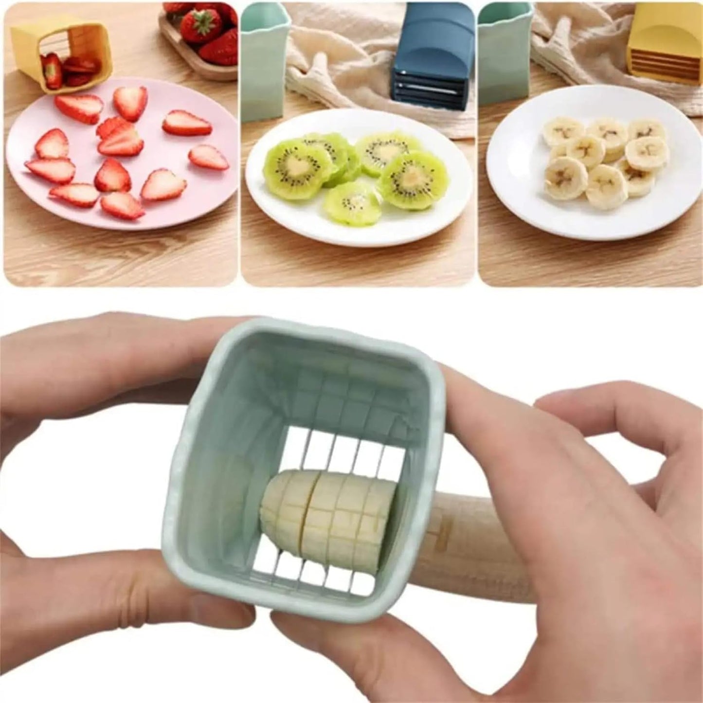 ® Cup Fruit Slicer Set, strawberry slicer, Banana, Egg, and Vegetable Slicer and Salad - Quick and Easy mini Kitchen Gadgets for fruit cutter & Veggies (2 Pcs Set)