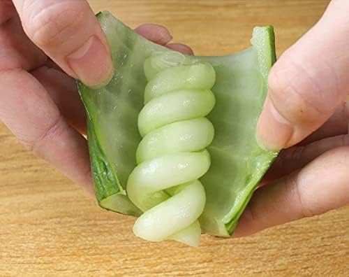 Cucumber Spiralizer Vegetable Carving Salad Chopper Manual Spiral Screw for Cucumber Cutter for Apple Vegetable Spiralizer Carrot Spiral Cutter for Potato Veggie Curly Shapes Zucchini Corer