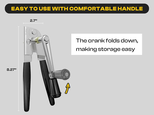 Heavy Duty Can Opener with Magnet – Commercial Can Opener Manual for Seniors & Arthritis - Hand Held, Folding Knob, Smooth Edge, Works on #10 Cans, for Restaurants