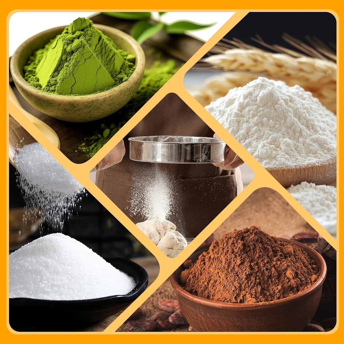 2 Pcs Round Flour Sieve Stainless Steel Round Flour Sifter 8 Inch and 6 Inch 60 Mesh Fine Mesh Flouring Sieve for Baking Cake Bread