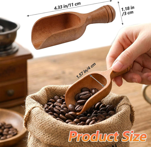 2 Pcs Wood Scoops for Jars, Acacia wooden scoops for canisters Multipurpose Measuring Spoons for Coffee Tea Bath Salt (Natural Wood, 4.6 Inch)