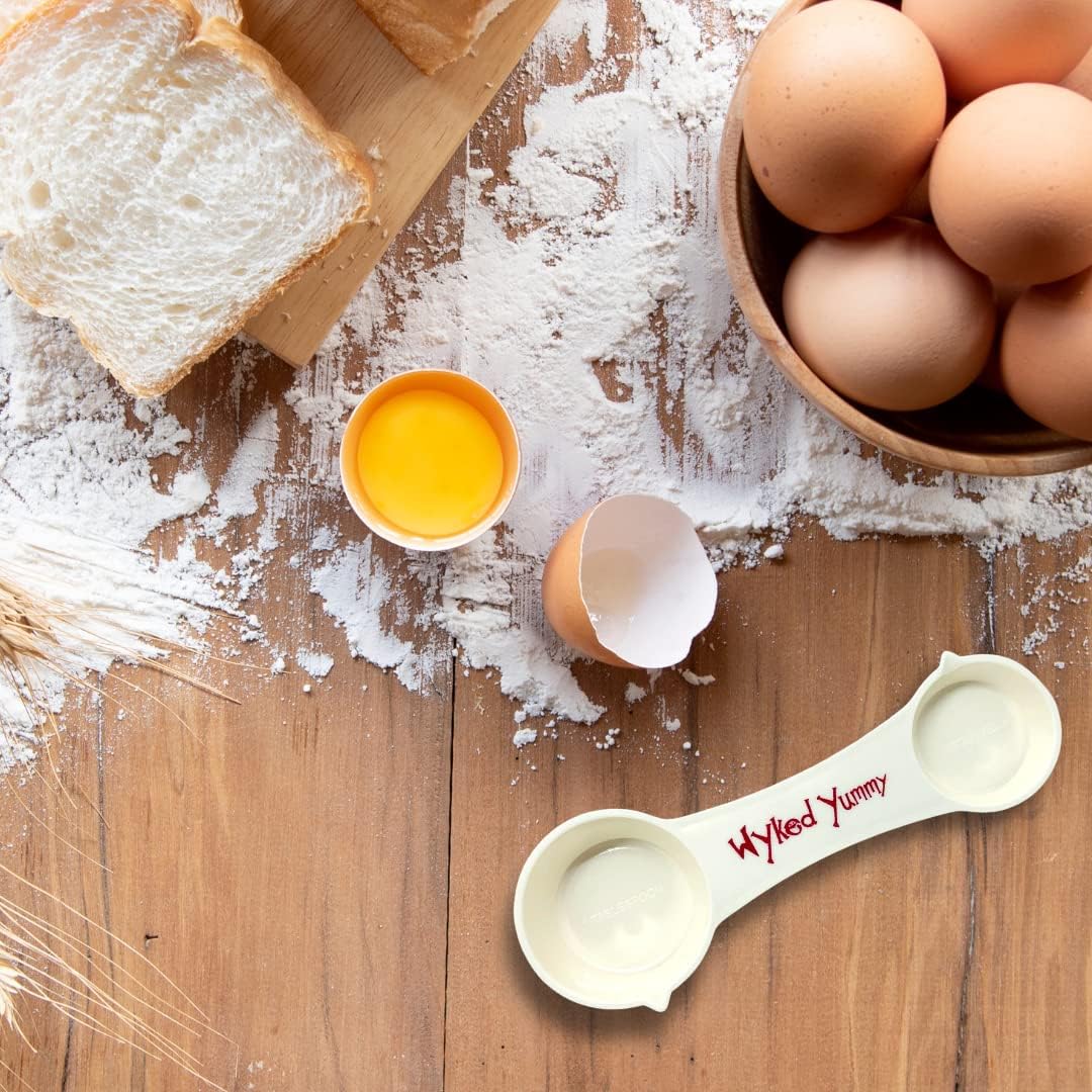 All in One Measuring Spoon for Dry & Liquid Ingredients for Preparing, Baking, Cooking - 4-in-One Kitchen Utensil has 1 Tablespoon, 1 Teaspoon, ½ Teaspoon, ¼ Teaspoon