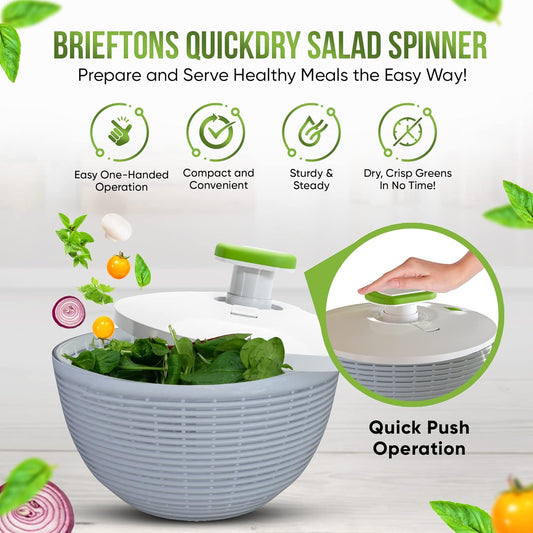 Large 6.2-Quart Collapsible Salad Spinner: Manual One-Handed Pump Vegetable Washer Dryer Drainer Strainer, BPA-Free Bowl, Basket Colander & Lid, Compact Storage, for Greens Herbs Fruits