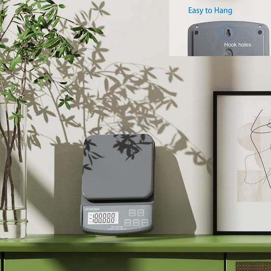 Postal Scales 6.6lbs 3kg/0.1g High Precision Food Scale for Kitchen with Hold,Tare and PCS,Portable Shipping Scale for Packages, Small Kitchen Business,Jewelry,Batteries Included (Grey6.6lbs/0.1g)
