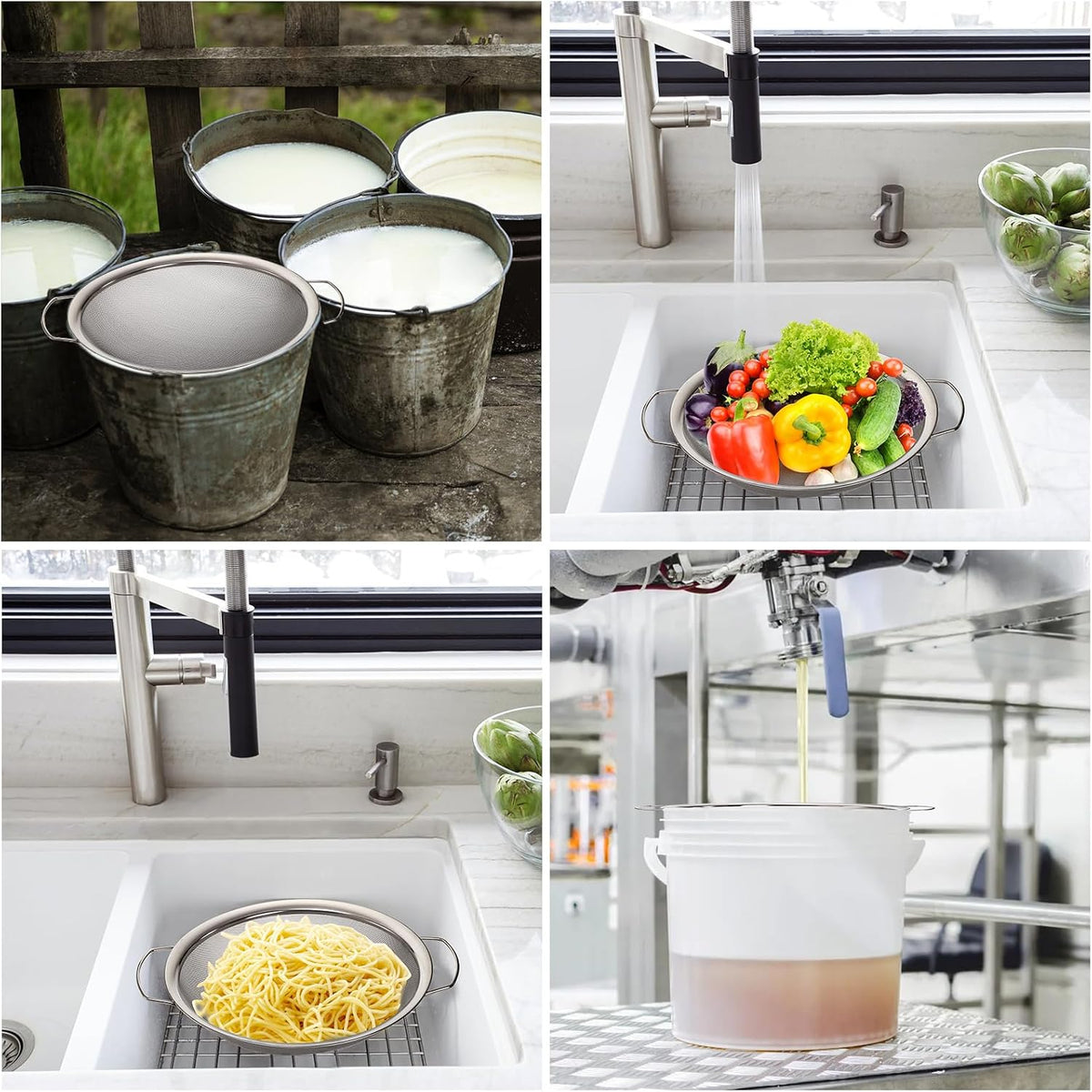 2 Pack Fine Mesh Paint Strainer, 11.5 Inch Stainless Steel 60 Mesh Paint Filter Fit 5 Gallon Bucket