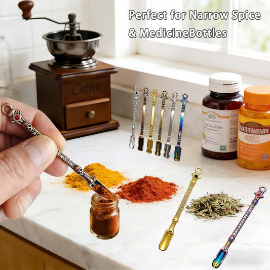 10 Pack Mini Spoons Metal Small Spoons Shovel, Multicolor Tiny Spoon Shovel for Spice DIY Making Pendant and Keychain Ornaments