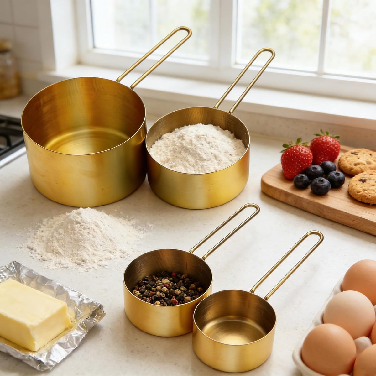 Gold Magnetic Measuring Cups and Spoons Set,12-Piece