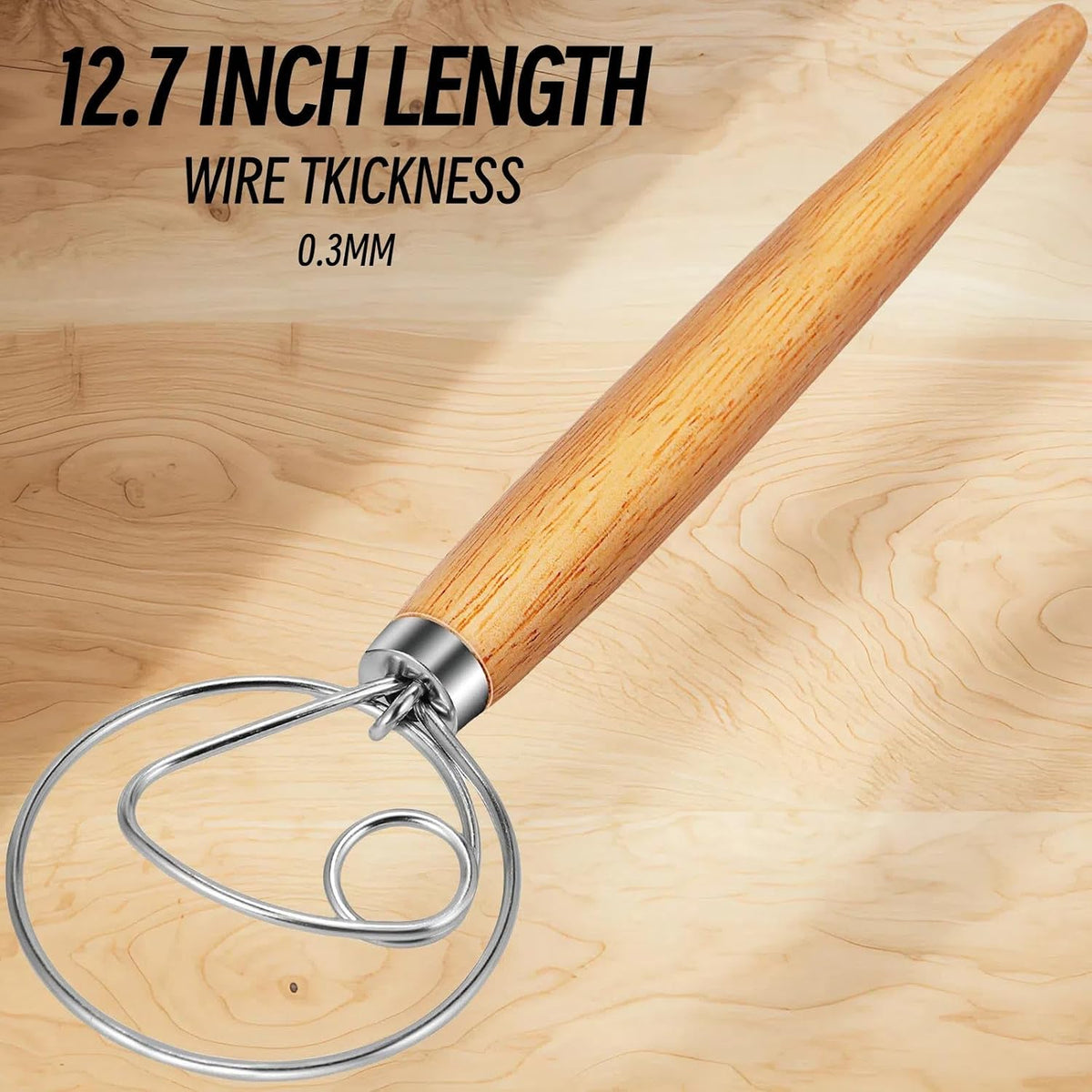 Danish Dough Whisk, Stainless Steel for Sourdough Bread