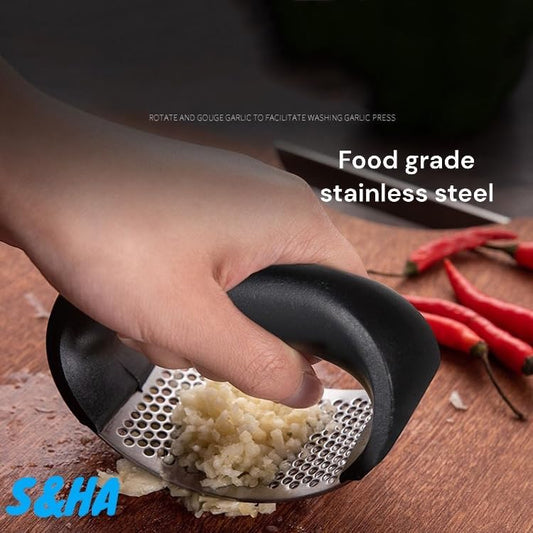 S&HA Stainless Steel Garlic Masher Kitchen Device Household Manual Annular Garlic Press Garlic Grinder New Innovative Garlic Crusher