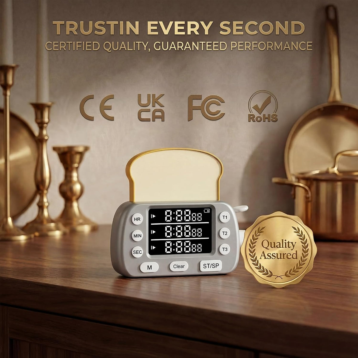 Digital Kitchen Timer for Cooking Magnetic Countdown Timers White