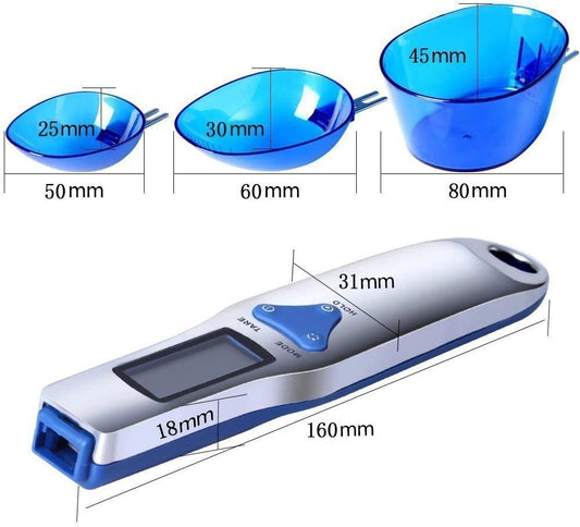 Grams Digital Kitchen Measuring Spoon,Three Different Specifications Food Scale Spoon with Scale Design, Weight from 0.1 Grams to 500 Grams Support Unit g/oz/gn/ct (with 2 AAA Batteries)