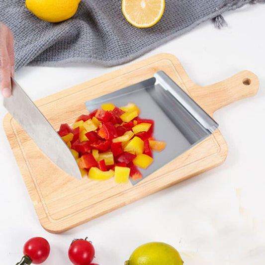Stainless Steel Food Scooper, Food Mover, Shovel Spatula (5.9") | Cutting-board Scraper, Bench Scrape, Dough Cutter Tool, with Flat Bottom for Cutting-board, Griddle, Containers, Serving