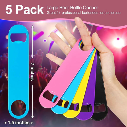 5 Pack 7 Inches Large Colorful Beer Bottle Openers,Stainless Steel