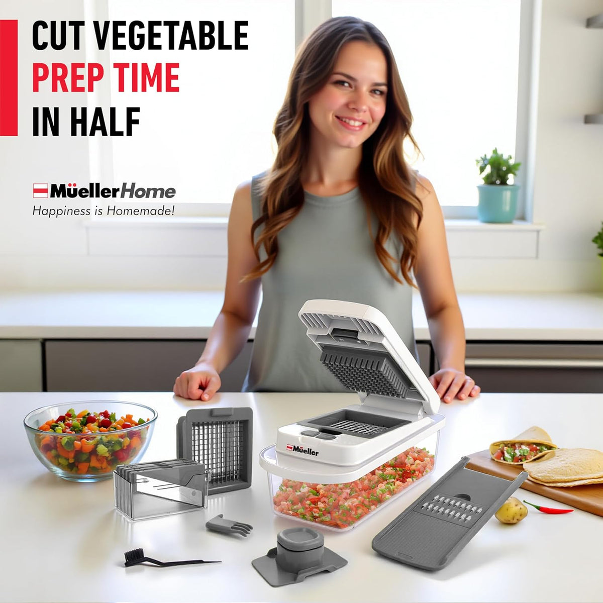 The Real Original Pro Vegetable Chopper & Mandoline Slicer, 10-in-1 | since 2013, 8 Blade Food Veggie Chopper, Onion Vegetable Cutter with Container, Kitchen Gadgets & Essentials