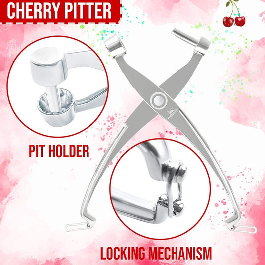 Cherry Pitter Tool Pit Remover with Locking Mechanism | Cherry Picker | Cherry Seed Remover for Baking, Olive Pitter Kitchen Accessories | Cherry Pitters Machine for Making Fresh Cherry Dishes