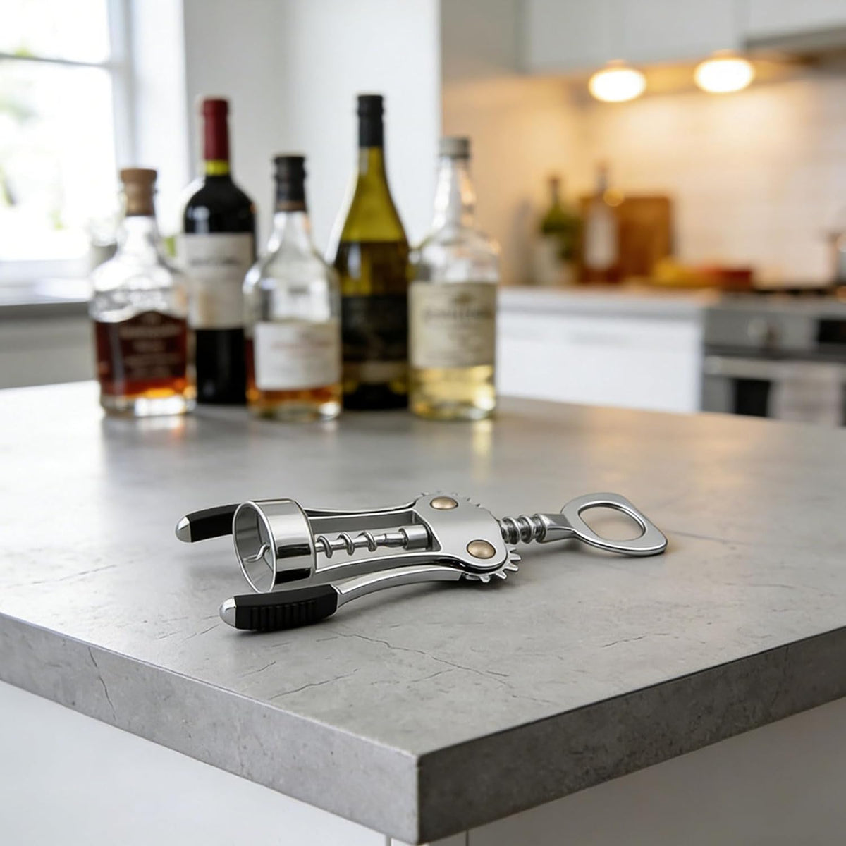 Premium Wing Wine Opener Corkscrew, Zinc Alloy Multi-Use Bottle Opener for Home & Bar