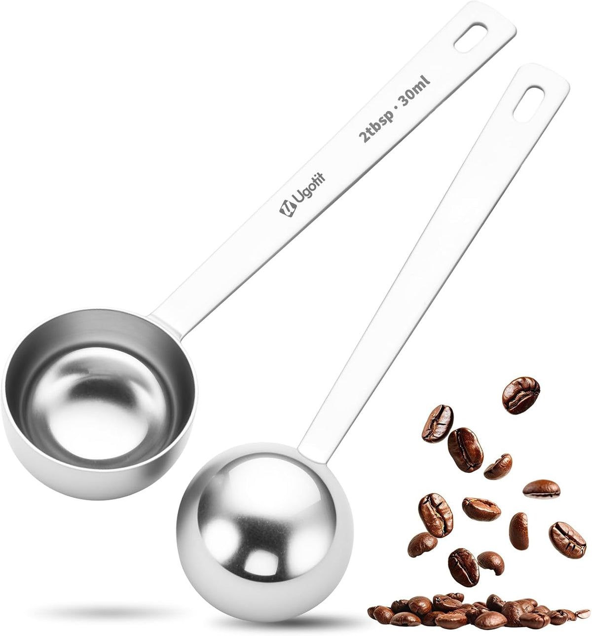 Coffee Scoop for Ground Coffee 2 Tbsp- 304 Stainless Steel Long Handled Measuring Spoon for Coffee, Tea, Sugar & Spices, Durable & Dishwasher Safe
