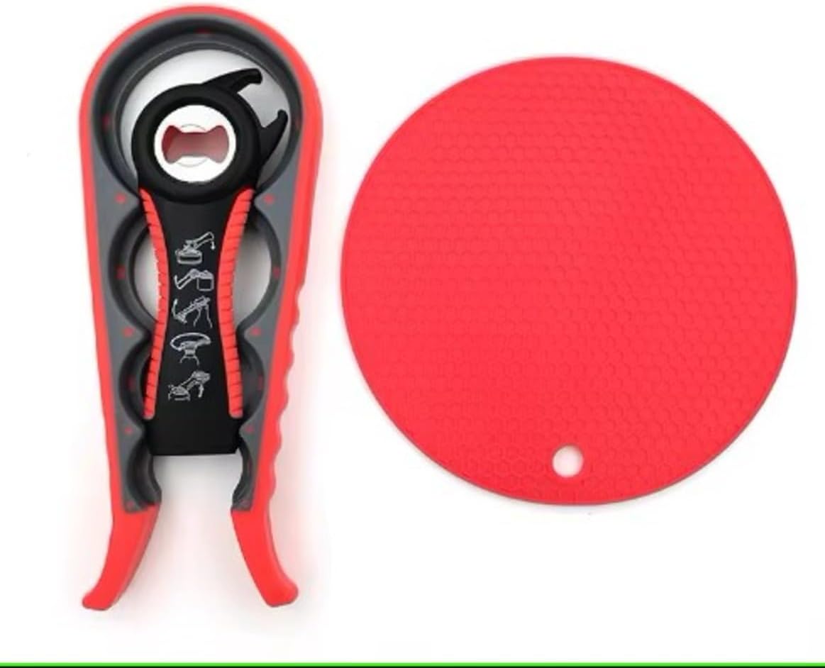 5 in 1 Bottle Opener, Multi Use Jar Opener, Non Slip Jar Opener Grip Pad - Easy to Use for Everyday Kitchen Tasks, Ideal for Weak Hand Strength (Teal)