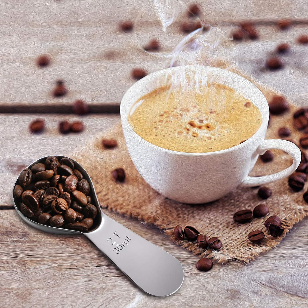 3 Pieces Coffee Scoop Tablespoon Short Handle, 15 ml, Silver