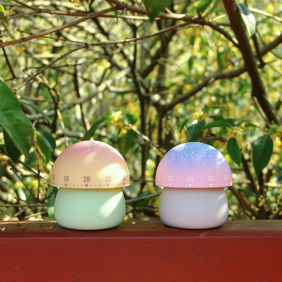 Mechanical Kitchen Timer, Cute Mushroom Timers for Kids, Wind Up 60 Minutes Manual Countdown Timer for Classroom, Home, Study and Cooking (Green Base)