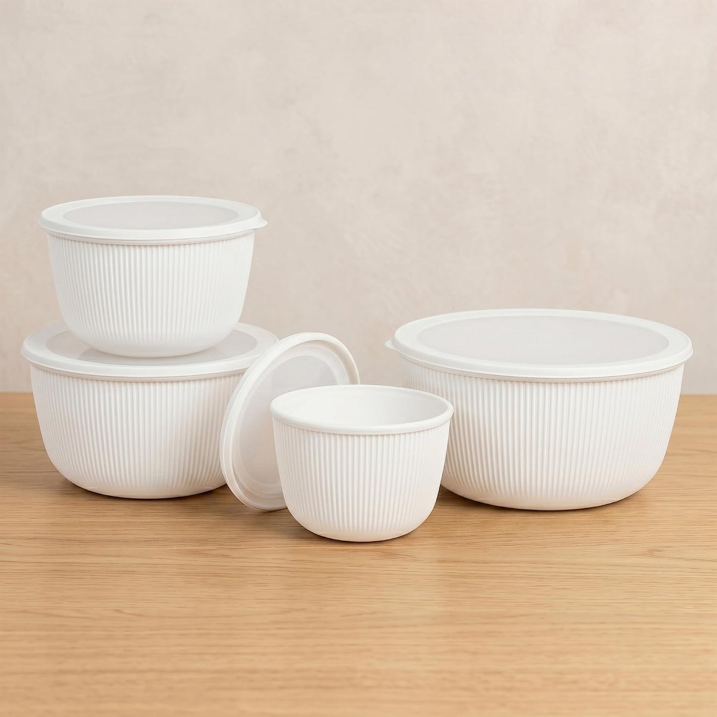 BoxedHome 4.97 Quarts Mixing Bowls with Lids - 8 Piece Plastic Nesting Bowl Set includes 4 Prep Bowls and 4 Lids, Microwave and Dishwasher Safe, Green