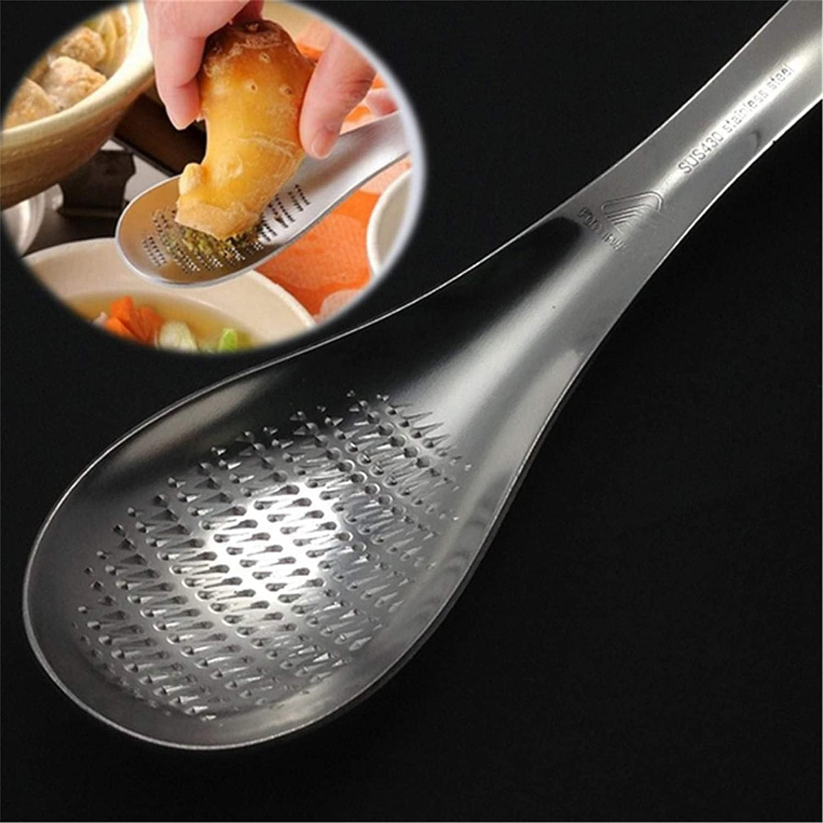 Silver Stainless Steel Kitchen Practical Spoon Shape Fruit Mixer Ginger Grater Wasabi Garlic Grinding Tools Cheese Grater, Graters