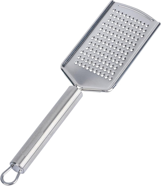 Stainless Steel Fine Cheese Grater - German Standard Lemon Zester with Ergonomic Handle, Sharp Blades, Dishwasher Safe - Handheld Kitchen Grater for Parmesan, Garlic, Ginger