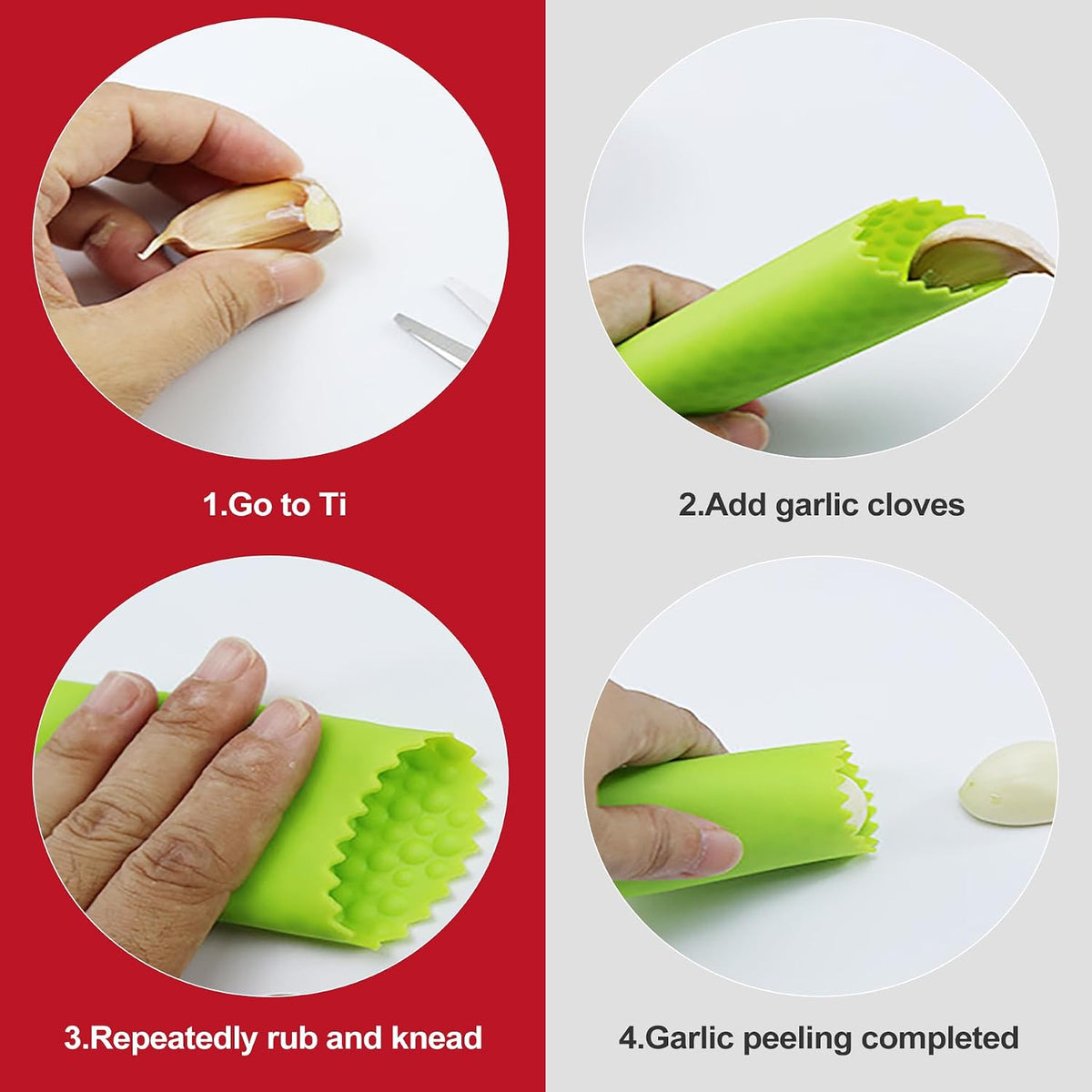 3 Pack Silicone Garlic Peeler Tube Roller - Food-Grade Garlic Skin Remover Tool, Easy to Clean Garlic Rocker and Roller Peeler, Kitchen Gadget