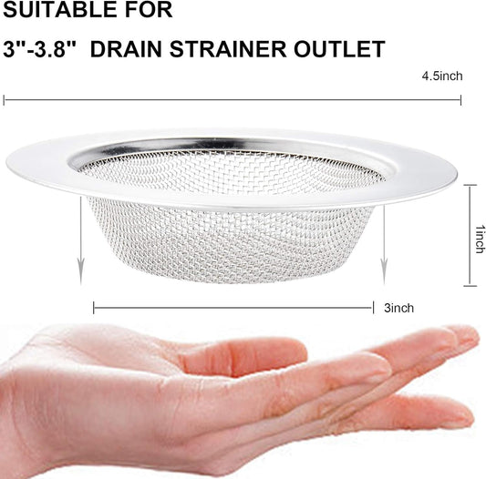 2 PCS Kitchen Sink Strainer Stainless Steel, Kitchen Sink Drain Strainer, Sink Strainers with Large Wide Rim 4.5" Diameter for Kitchen Sinks