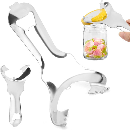 2pcs Mason Jar Opener, Stainless Steel Effortless Lid Remover Tool for Canning, Bottles, Jars, Durable & Easy Grip (2pcs,COLOR:Silver)