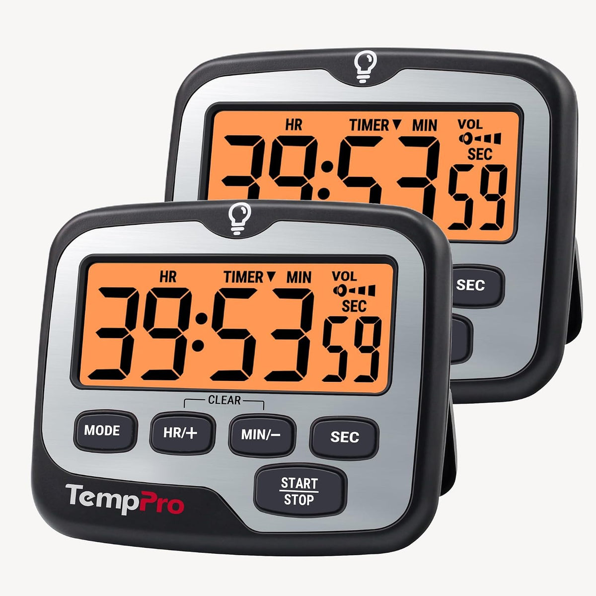 TM01 2-in-1 Kitchen Timers for Cooking with 12/24H Clock Mode