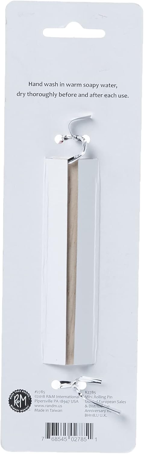 R&M Mini Rolling Pin 7" – Small Wooden Rolling Pin with Red Handles for Baking, Dough, & Pastry