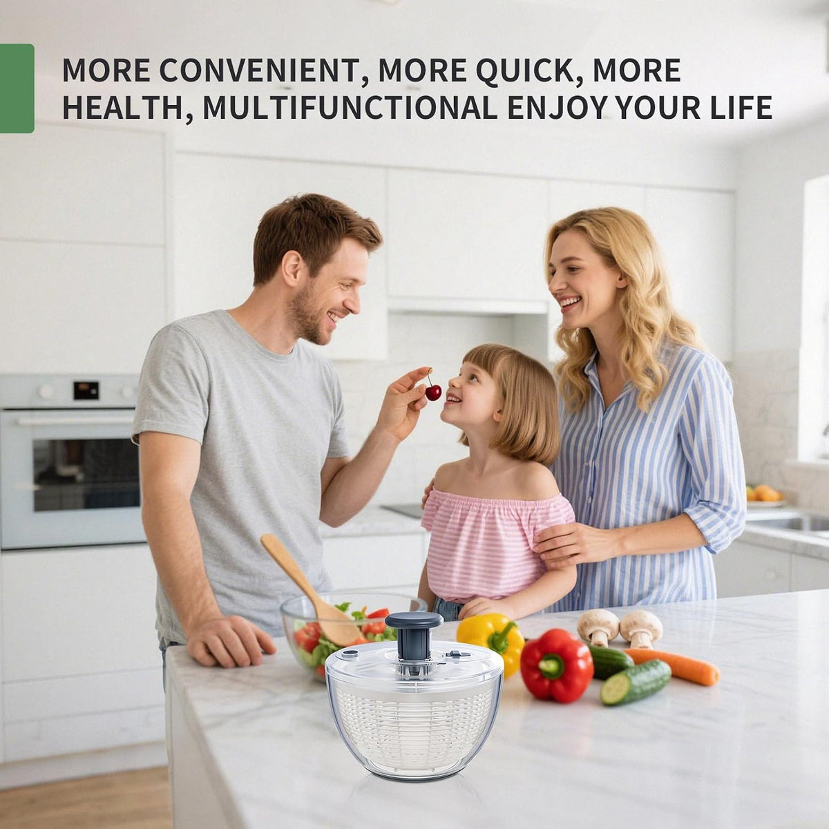 4.2QT Medium Salad Spinner, Vegetable Washer with Bowl & Strainer, BPA-Free