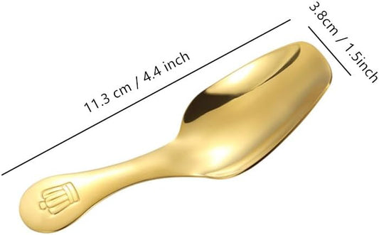 Stainless Steel Mini Scoop for Canisters with Short Handle, Gold Mini Feed Spoon for Ice Cream Melon Baller, Jar Espresso Coffee Spoon for Tea Dessert Sugar Salt Condiments(3 Pack)