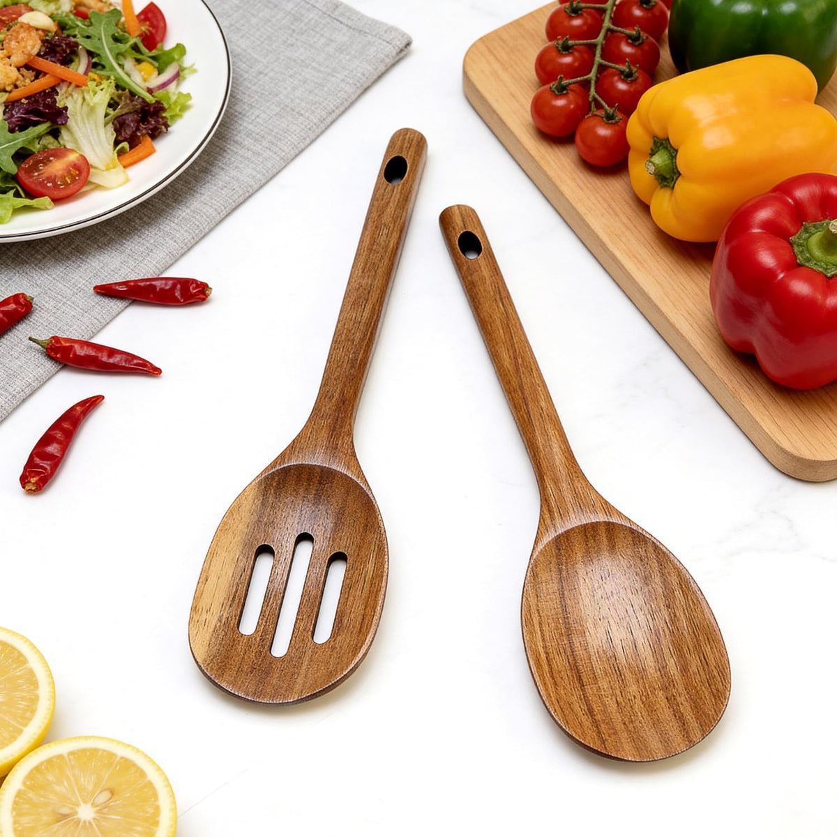 Wooden Spurtle for Sourdough Starter Acacia Wood Thin Spatula Scraper