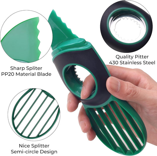 Avocado Slicer Tool Kitchen Avocado Knife Set, Good Grips 3-in-1 Avocado Tool with Avocado cutter slicer, Avocado Pit Remover, Avocado Peeler with Cover, Green