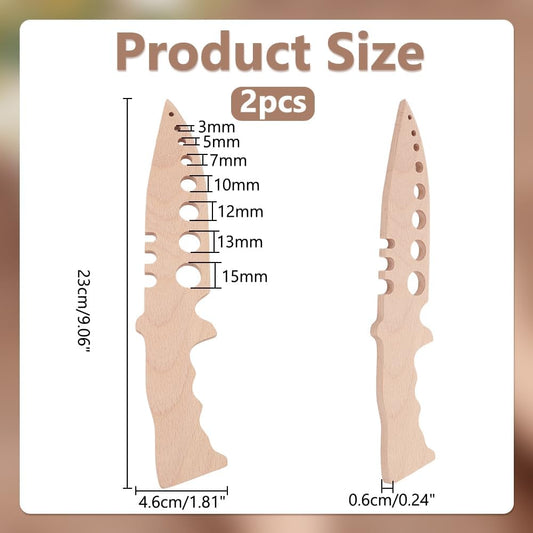 2Pcs Wooden Herbs Leaf Stripper, Wooden Herb Stripper Herb Leaves Cutter for Cooking Gifts Kitchen Cooking Appliances Wooden Herb Peeler with Holes for Cilantro Rosemary Basil Thyme Sage